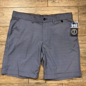 Vintage 1946 V46 Performance Golf Shorts Men's 36 Navy Blue Micro-Gingham